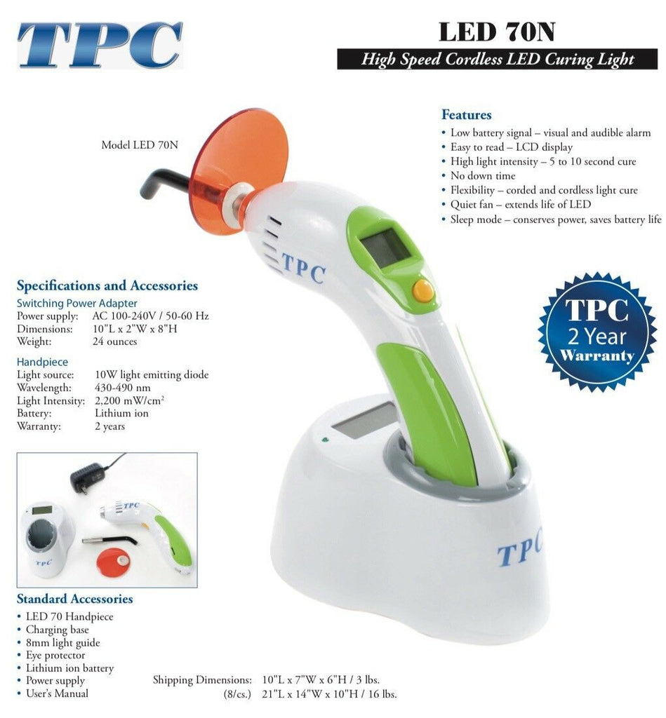 TPC Advance LED 70N Cordless Curing Light, ALED70N - Independent Dental,  Inc.